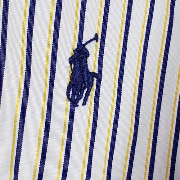 Polo Ralph Lauren Oxford Shirt Men's XL LS Button Down Stripe Blue Yellow White - Picture 4 of 10